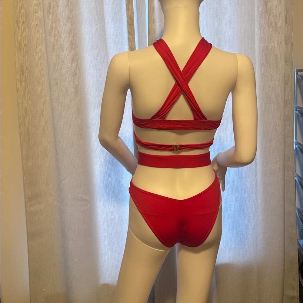 Monica Hansen Beachwear - Red Two Piece Women's Swimsuit - Picture 4 of 16